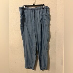 Sharagano Women's Light Blue Wide Leg Pants chambray pants size XL